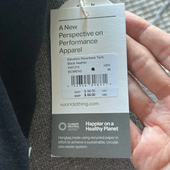 Vuori Elevation racerback tank Black Heather size Medium NWT - Picture 3 of 3